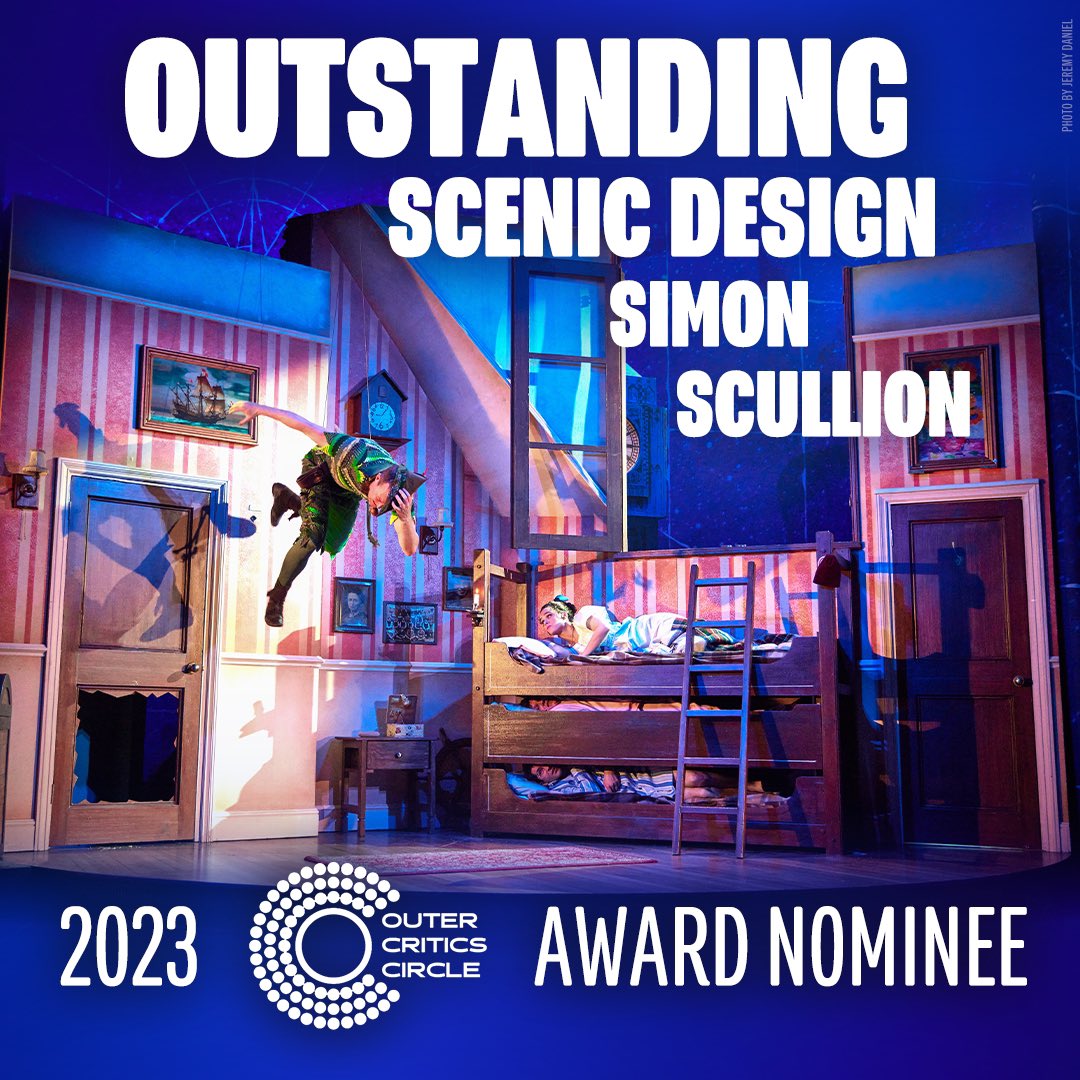 PeterPanBway's tweet photo. Peter Pan Goes Wrong, but make it right?? 🤩 Thank you to the Outer Critics Circle for 3 award nominations, including Outstanding New Broadway Play, Outstanding Director of a Play, @adammeggido, and Outstanding Scenic Design, Simon Scullion! 💚 #PeterPanBway https://t.co/HSlt4nA7bD