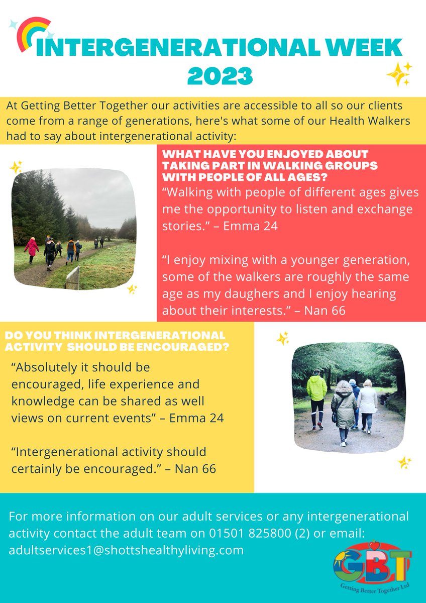 #IntergenerationalWeek spotlight on our Health Walk group, 42 years between these walkers read what Emma and Nan had to say about mixed aged activity: