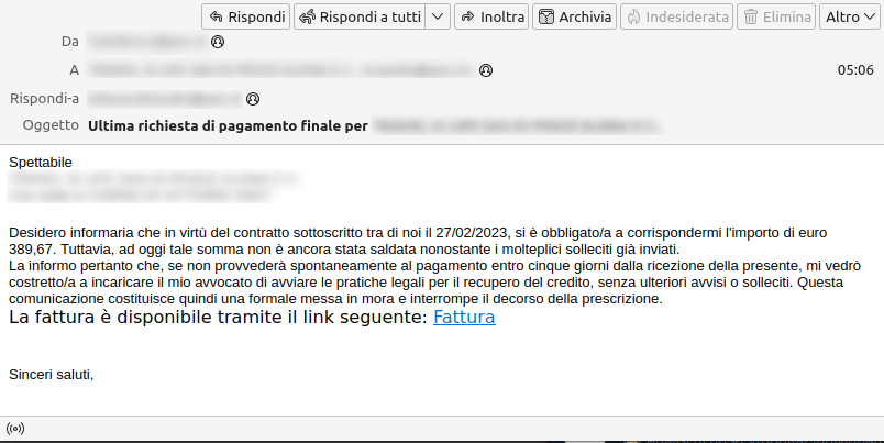 AgidCert's tweet photo. 🇮🇹 Nuova campagna #sLoad diffusa via #PEC
⚔️ Azioni di contrasto
➡️ Contrasto con supporto dei Gestori PEC
➡️ #IoC diramati attraverso il Feed IoC del CERT-AgID verso i Gestori PEC e le strutture accreditate.
💣 #IoC e dettagli👇
🔗 https://t.co/W62wP1tvE1 https://t.co/CvyLMTr085