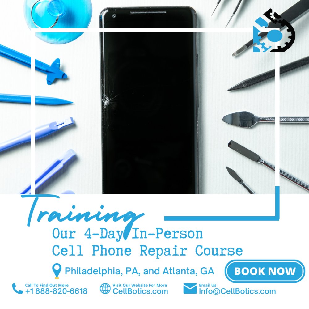 CellBotics's tweet image. Don&apos;t miss out on an opportunity to earn extra income! Enroll and experience our 4-Day In-Person Cell Phone Repair Training Course in Philadelphia, PA or Atlanta, GA! Register now at cellbotics.com/cell-phone-rep… #repairtraining #CellBotics #extrainco