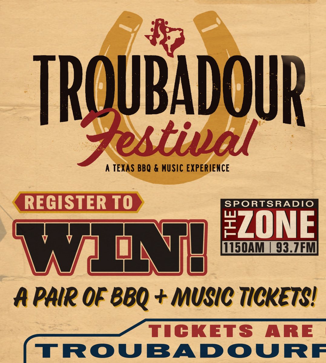 The Zone and I want to send you to the Troubadour Festival at Aggie Park on May 20th!

Who doesn't love BBQ + Music??

Register once a day to win tickets to the festival by clicking the link below
bit.ly/3A9WYkr

Or go to TroubadourFestival.com to purchase tickets!