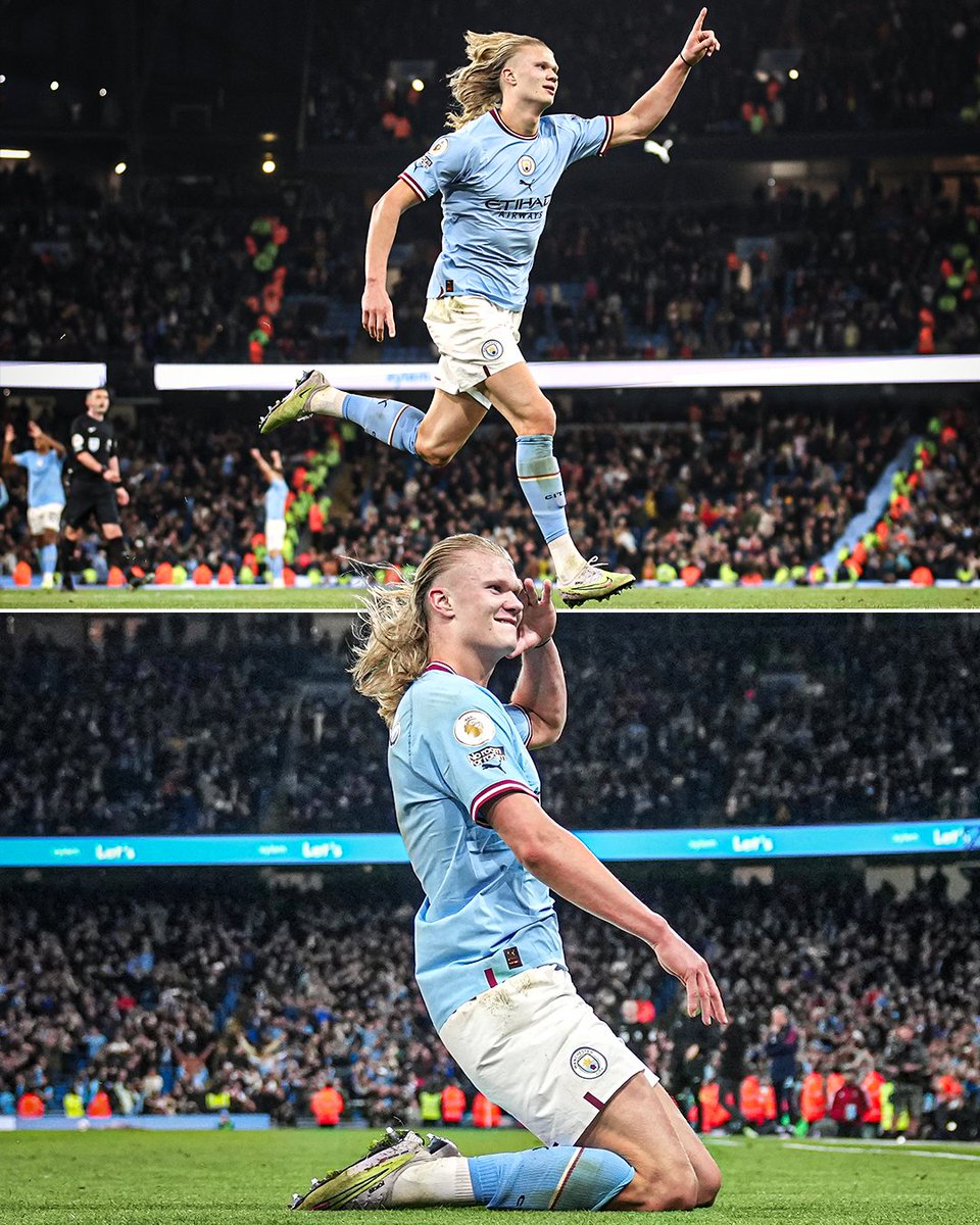 ESPNFC's tweet photo. Haaland finished off Arsenal with his hair flowing 🥶 https://t.co/43V9ih63Wb