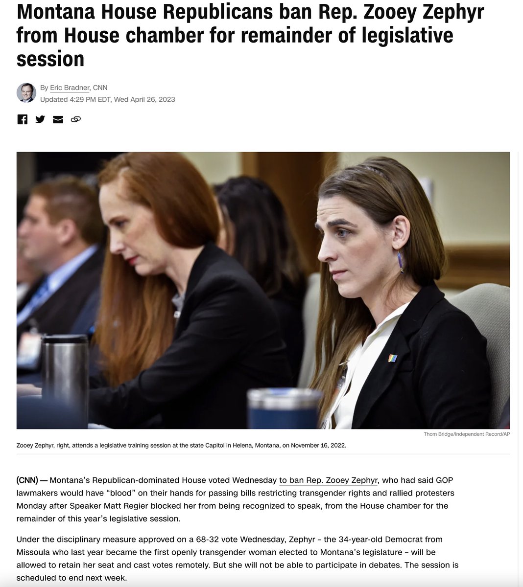 TransValid's tweet photo. ●LOOK AT THIS FAWKERY!😡😡
Montana’s Repubes-dominated House voted to ban Rep. Zooey Zephyr, who had said GOP lawmakers would have “blood” on their hands for passing bills restricting trans rights. Matt Regier blocked her from being recognized to speak..’
https://t.co/L2O6J7SiiN https://t.co/uq2uzVg6Uu