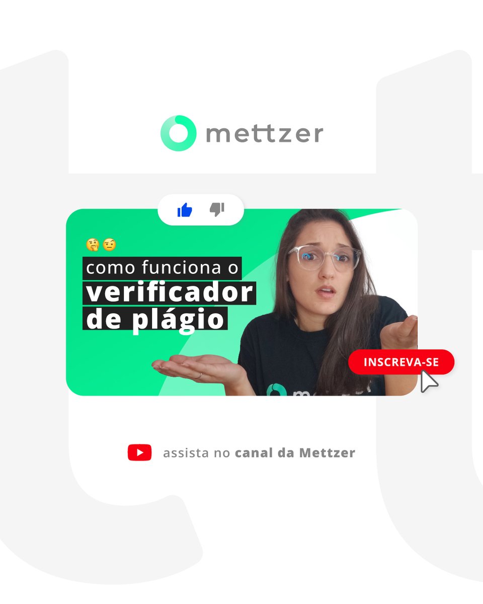 Mettzer's tweet photo. A gente pode te ajudar (e muito!) a evitar isso nos seus trabalhos. É pensando nisso que nós lançamos o verificador de plágio!

Vem que hoje a Ana vai te explicar como funciona o verificador de plágio da Mettzer.

O link é esse aqui: https://t.co/ZWmEMsg4Cx https://t.co/ktZPrhDH0i