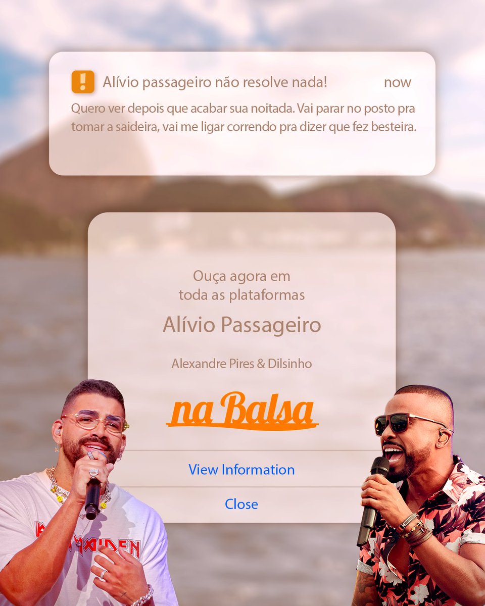 AlexandrePires's tweet photo. Quem avisa, amigo é! 👀
”Alívio Passageiro” está disponível em todas as plataformas digitais, já coloca naquela sua playlist especial, dá play no vídeo naquele churrasco em família e bora curtir esse pagodão!
https://t.co/f6NhkI0Pbb
#NaBalsa #AlívioPassageiro https://t.co/UNIu534sY2