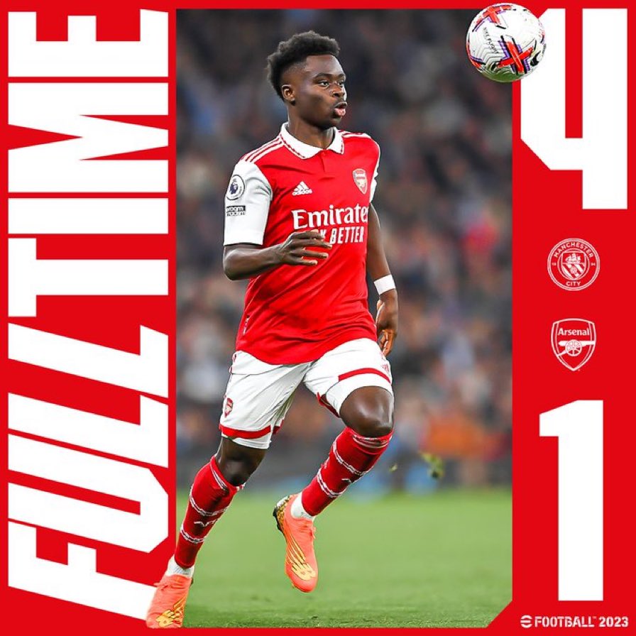 ArsenalFansFR's tweet photo. ⏹️ Fin du match. 

Et en parlant de match, il n’y en a eu aucun. 

Manchester City est simplement un cran au-dessus du lot. 

Prochain match : réception de Chelsea à l’Emirates Stadium. 

⚓4️⃣-1️⃣🔴

#MCIARS https://t.co/q8FMfS8aVN