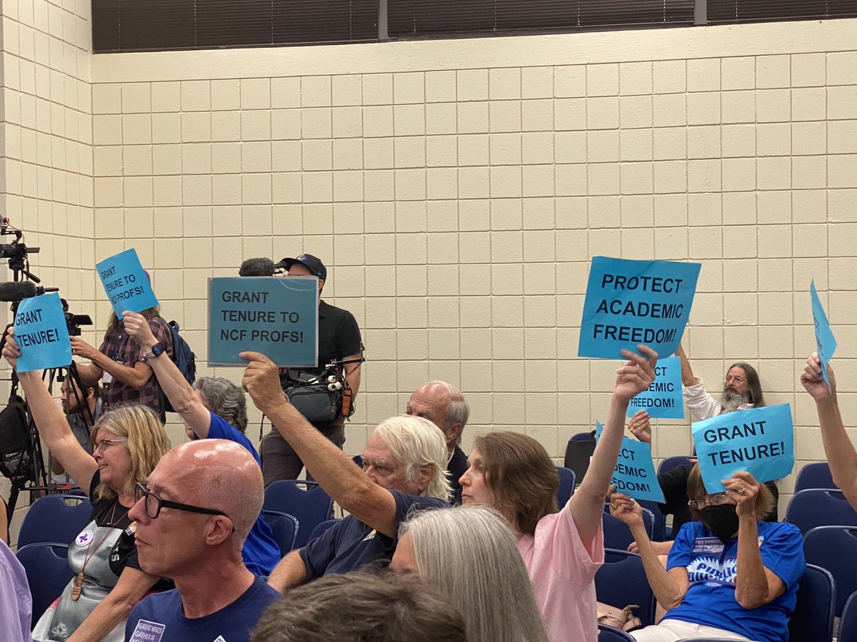 American Association of University Professors (@aaup) on Twitter photo BREAKING: <a href="/NewCollegeofFL/">New College of Florida</a> Board of Trustees denies tenure to 5 professors in a 6 - 4 vote.
Crowd in the hall burst out: “Shame On You.”
Trustee Matthew Lipinski expressed concerns about the direction of the Board and abruptly resigned and walked out. #SaveNewCollege BREAKING: <a href="/NewCollegeofFL/">New College of Florida</a> Board of Trustees denies tenure to 5 professors in a 6 - 4 vote.
Crowd in the hall burst out: “Shame On You.”
Trustee Matthew Lipinski expressed concerns about the direction of the Board and abruptly resigned and walked out. #SaveNewCollege