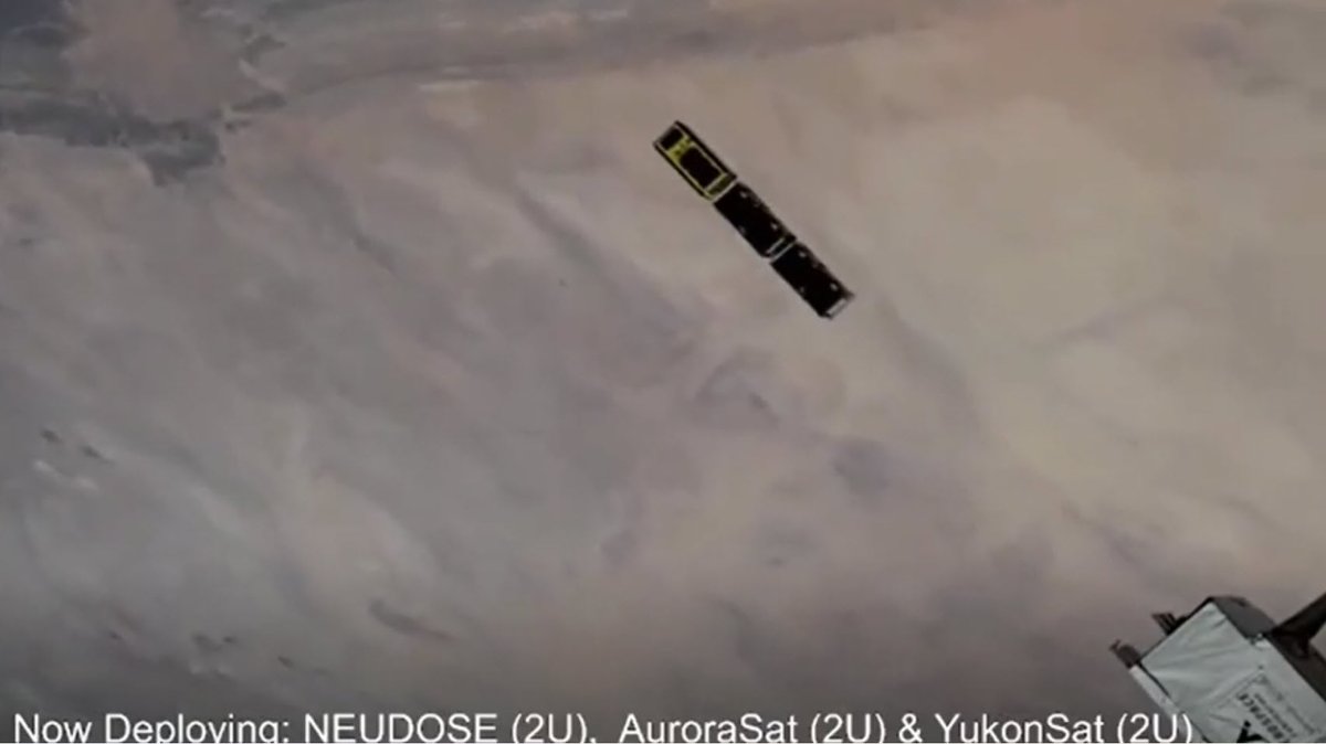 Astrogeo 🇨🇦🇺🇦 (@astrogeo) on Twitter photo Congratulations to <a href="/AlbertaSat/">AlbertaSat</a> <a href="/NEUDOSE/">McMaster NEUDOSE (VE3NEU)</a> #AuroraSat <a href="/YukonSat/">Yukon CubeSat</a> on the successful deployment of your CubeSats early Monday morning by the ISS crew using the @Nanoracks deployment system. Wishing everyone a successful mission in the months ahead. <a href="/CBCEyeopener/">Calgary Eyeopener</a> <a href="/CBCNews/">CBC News</a> Congratulations to <a href="/AlbertaSat/">AlbertaSat</a> <a href="/NEUDOSE/">McMaster NEUDOSE (VE3NEU)</a> #AuroraSat <a href="/YukonSat/">Yukon CubeSat</a> on the successful deployment of your CubeSats early Monday morning by the ISS crew using the @Nanoracks deployment system. Wishing everyone a successful mission in the months ahead. <a href="/CBCEyeopener/">Calgary Eyeopener</a> <a href="/CBCNews/">CBC News</a>