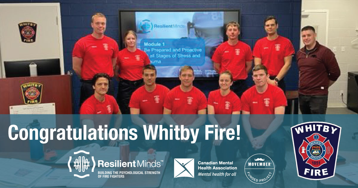 CMHAOntario's tweet photo. Nine new recruits just completed Resilient Minds at @WhitbyFire before formally becoming crew members. Congrats! Learn more about the program at https://t.co/e2Y9tMXhyo https://t.co/ntEMW3bA1x