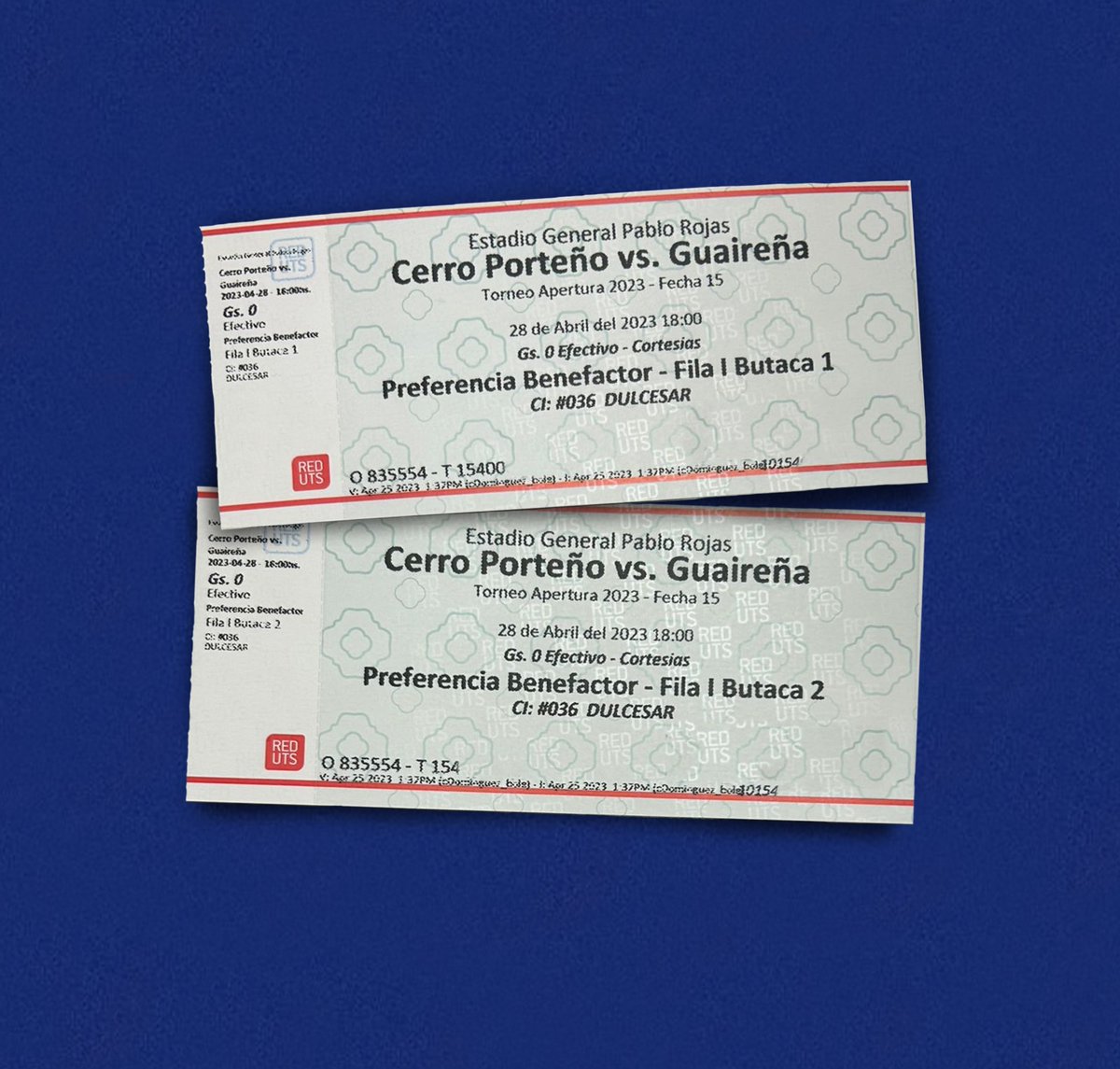 DulCesarPy's tweet photo. ¡Sorteo! ❤️💙

Regalamos 2 entradas para el partido de Cerro Porteño vs Guaireña. 

Participa: 
🔺Seguí la página
🔺Dale RT 
🔺Comenta tus 3 últimos 

Regalamos entre todos los que cumplan los pasos, el ganador sale el jueves 27/04 a las 18 hs 🥳 https://t.co/kvF88OSAam