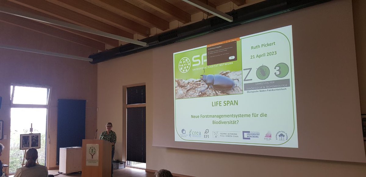 cofe_uniwue's tweet photo. Last week our PhD candidates @RuthPickert and Stefanie Pietsch attended the #Steigerwaldsymposium organised by @BaySF_Direkt. Ruth gave insights in management practices within #lifespan 🪵 and Stefanie showed results of a tree regeneration study in #windthrow affected forests🌱🌳 https://t.co/THlVjElIQv