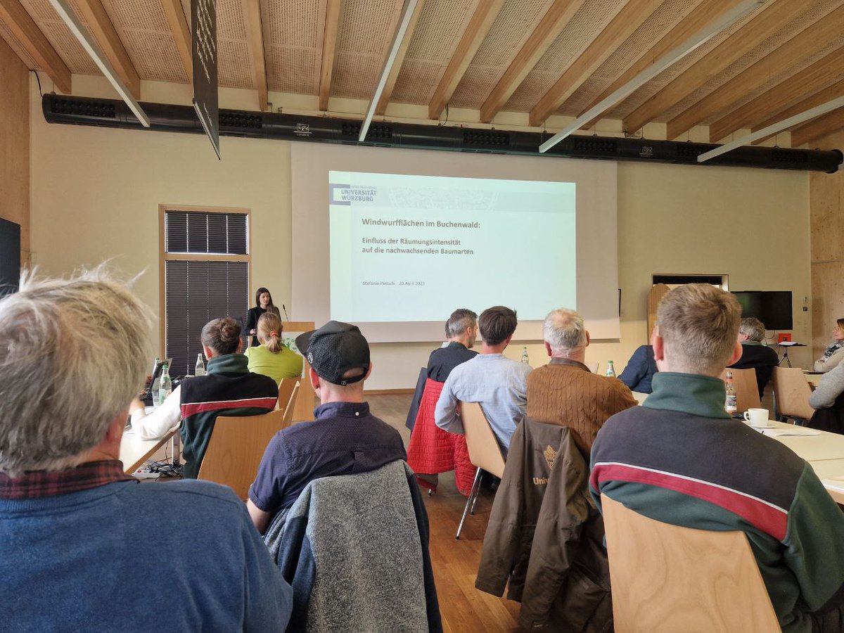 cofe_uniwue's tweet photo. Last week our PhD candidates @RuthPickert and Stefanie Pietsch attended the #Steigerwaldsymposium organised by @BaySF_Direkt. Ruth gave insights in management practices within #lifespan 🪵 and Stefanie showed results of a tree regeneration study in #windthrow affected forests🌱🌳 https://t.co/THlVjElIQv