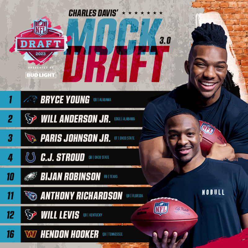 NFL's tweet photo. 5 QBs in the first 16 picks?

Charles Davis is expecting some fireworks tomorrow. 🔥

📺: 2023 #NFLDraft -- Starts Thursday at 8pm ET on NFLN/ESPN/ABC
📲: Stream on NFL+