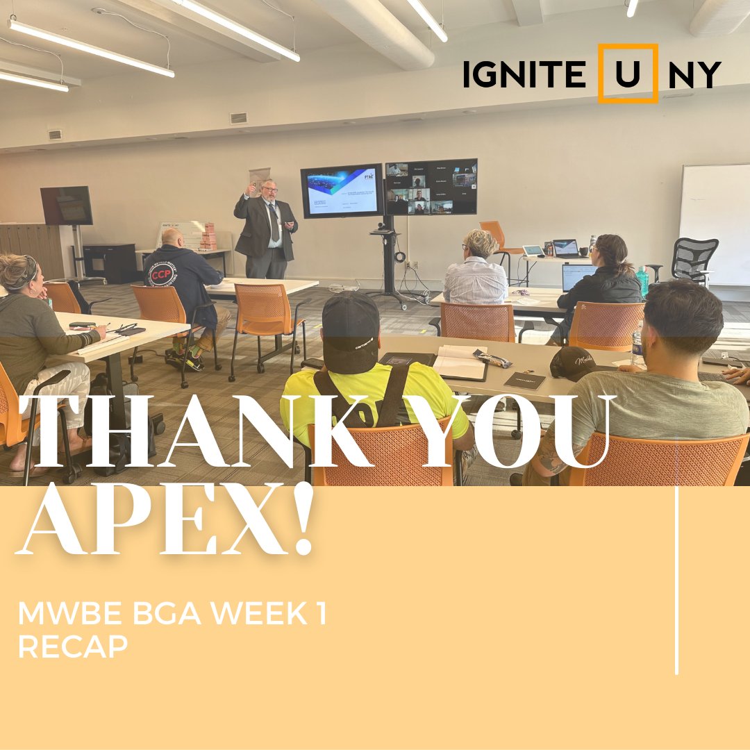 igniteuny's tweet photo. Week 1 BGA Recap: We had the IgniteU APEX representatives speak with our cohort to learn about technical assistance and steps to be successful when applying for government contract opportunities.
#IgniteU #NYSTEC #BGA #ESD #cohort #recap  #MWBE #procurement #technical #Assistance https://t.co/jjqqVJkEM0