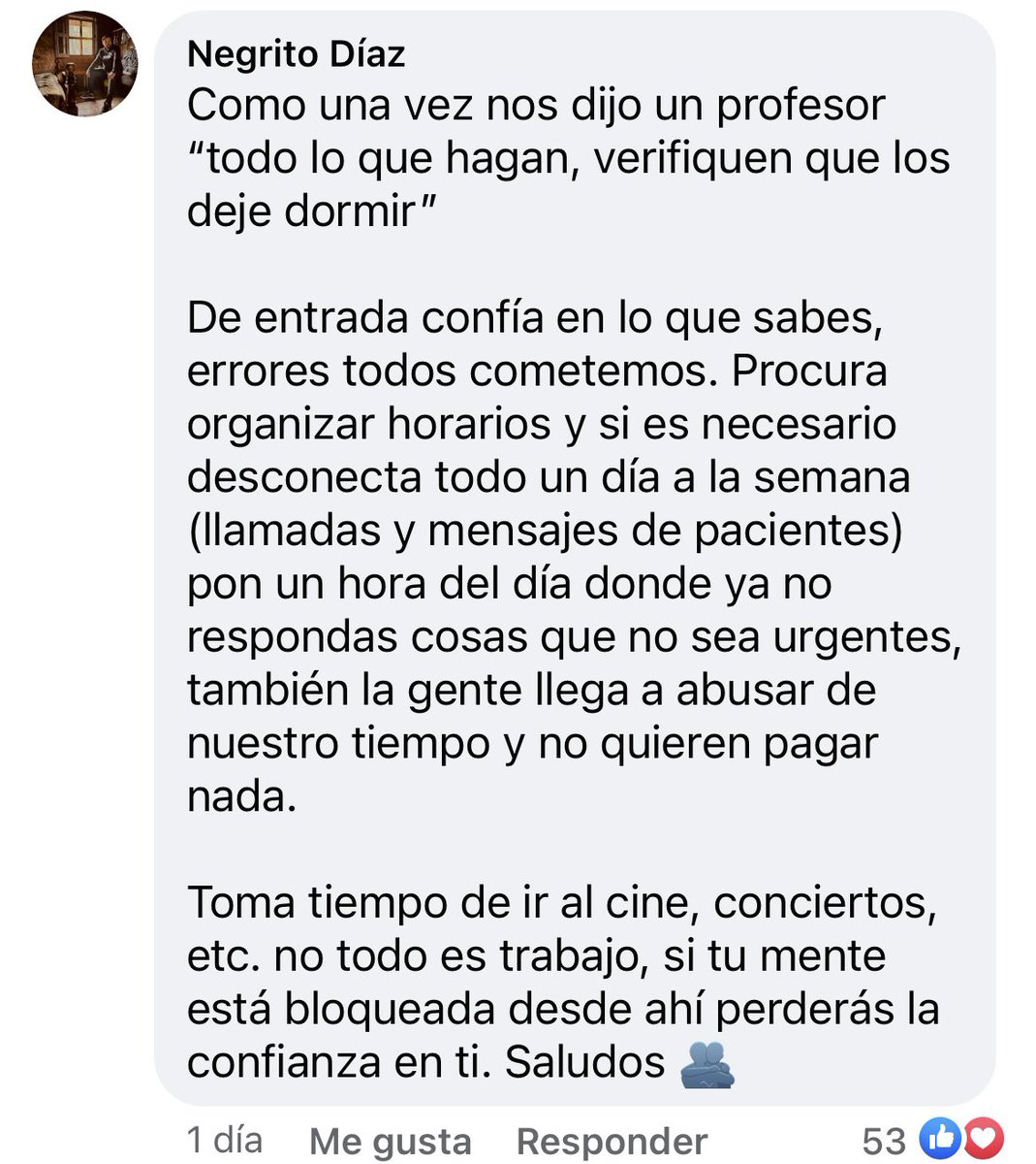 Un colega pregunto en un grupo que como le hacían para separar vida personal de trabajo, que ya se sentía mega abrumado y cansado y este colega respondió así : ❤️🦷🥹
