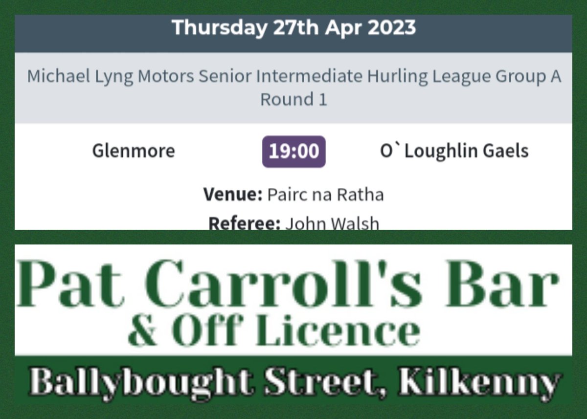 oloughlingaels's tweet photo. Thursday Fixture: Our intermediates head to Glenmore for round 1 of the Snr/Intermediate league. Please Support Your Club Team ⬜🟩 https://t.co/QaefgL39Wx