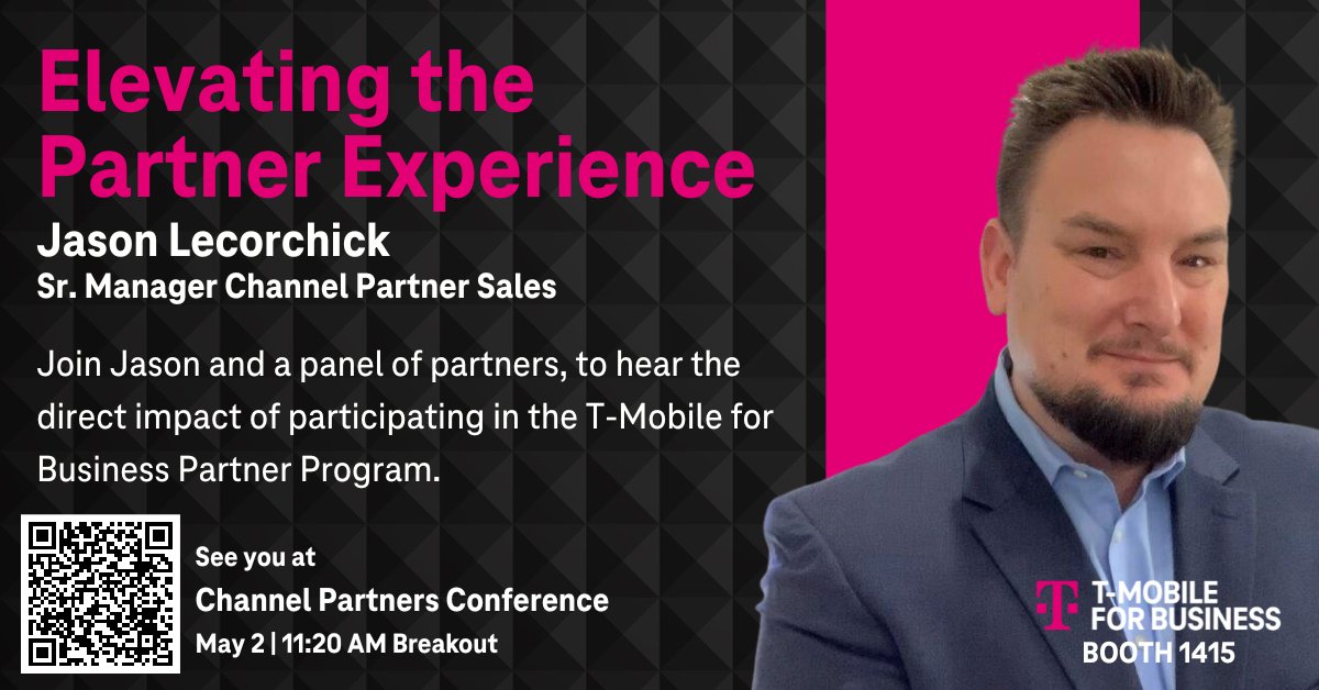 AngelRiv52's tweet photo. Attention all Partners! Join #TMOPartnerProgram Sr. Manager of Channel Partner Sales, Jason Lecorchick, at the Elevating the Partner Experience panel at #CPEXPO on Tuesday, May 2, at 11:20 am PT. https://t.co/PPf6T63Jrx

#TMobileforBusiness | #ChannelPartners | #PartnerProgram https://t.co/a7wtQ4mZLZ