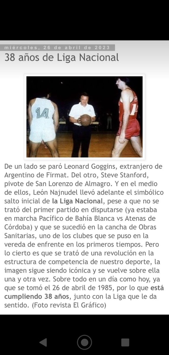 Hoy a 38 años que León Najnudel relizó el salto inicial de la Liga Nacional, no podemos dejar de recordarlo.