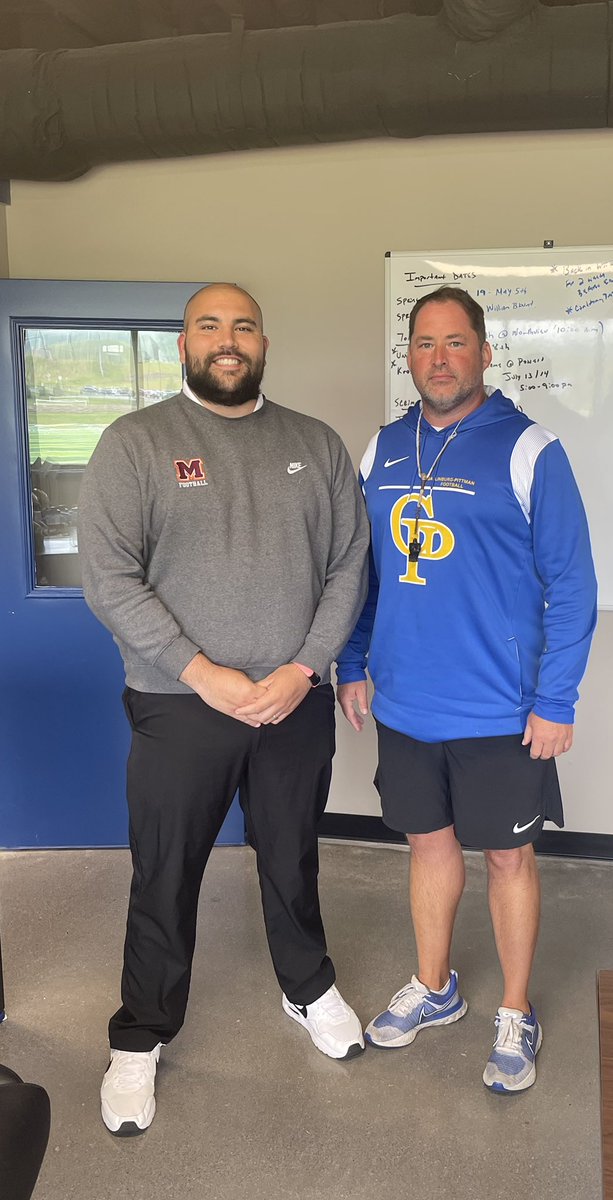 Great having @CoachOyarzun from @MCScotsFootball here at practice today to watch our Highlanders practice… Big Things Happening on The Mountain…#WeAreGP #HighlandersPlayOnSaturday 🏈