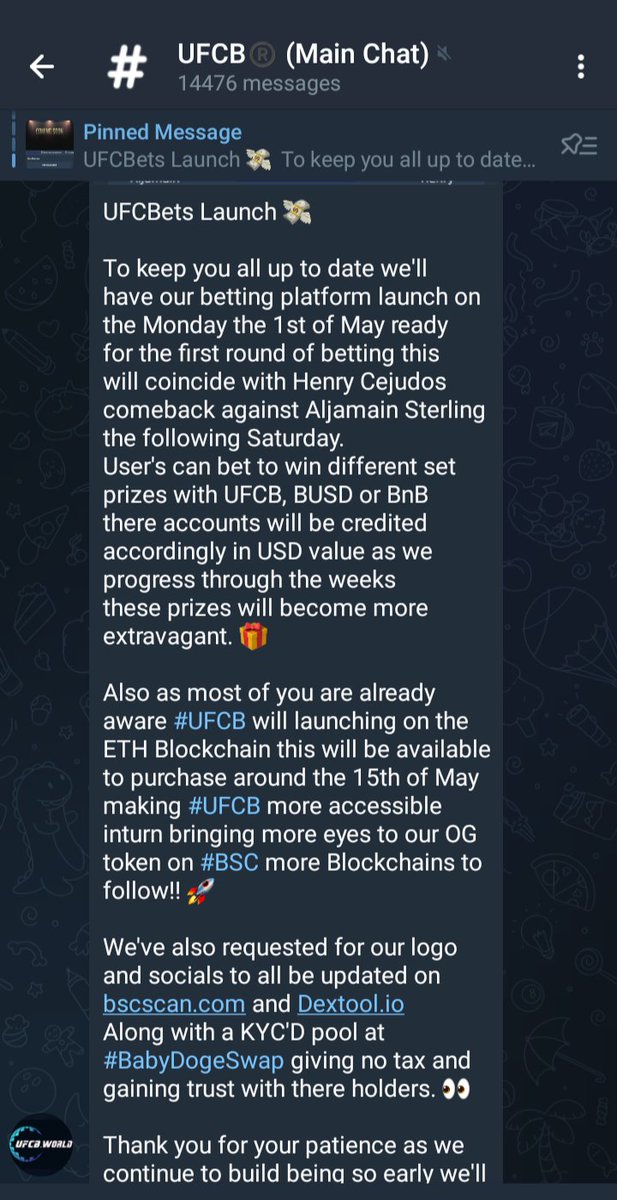 #UFCB, is serious about what it sets out to do. It doesn't matter if they leave it at the bottom of the list for a chain of blocks or an exchange, they continue with their roadmap to achieve their goal and reach all #UFC fans. <a href="/UfcBetstoken/">UFCBetsToken</a> @BigUfcbets
#GroveTeam  #GroveEcosystem