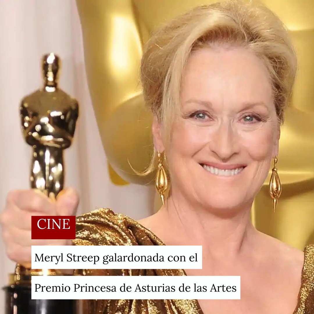 spectaremedia's tweet photo. Meryl Streep será galardona con el premio Princesa de Asturias de las Artes en octubre. 
Más info aquí: https://t.co/CInZkiWMdP
#PremiosPrincesadeAsturias #cine #MerylStreep https://t.co/qfUA2tXtOp