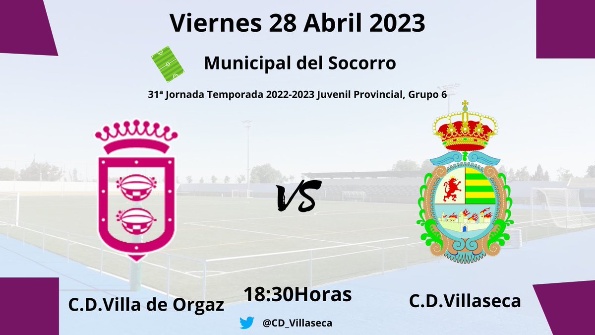 CD_Villaseca's tweet photo. Nuevamente en viernes se disputará el encuentro entre el C.D Villa de Orgaz y el @CD_Villaseca en el municipal del Socorro a partir de las 18:30 horas https://t.co/DVm45mA067
