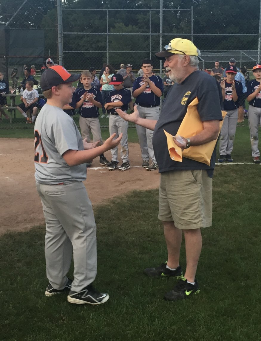 Matt_Bresee's tweet photo. When the Little League district administrator was your grandfather, you got a pin and a hug. https://t.co/zONZcICheL