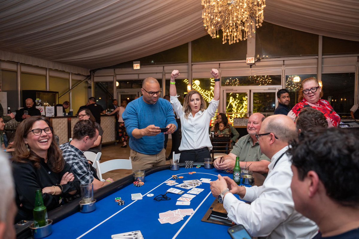 CampOneStep's tweet photo. Our Charity Poker Championship raised an astonishing $135,000 for #CampOneStep to send kids with cancer to camp! Thanks to our Poker Committee, Sponsors, &amp; Board of Directors for making this possible. Huge congratulations to Elve, who won first place and is headed to the #WSOP! https://t.co/xDp0THkVbX