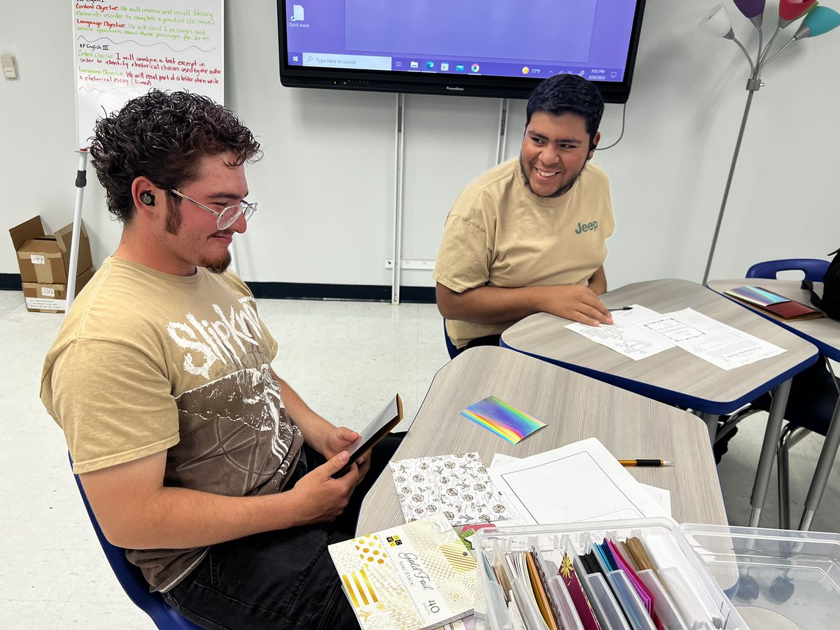 meliley1130's tweet photo. The Crafting Eagles getting creative! showing off their card making skills 💜#stressrelief #creativity #sehsthebest https://t.co/As5Vidf4IG