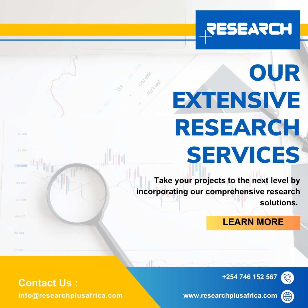 ResearchPLUSAfr's tweet photo. We offer customized services that cater to the distinct requirements of our clients, and we consistently aim to enhance and refine our solutions to fill crucial gaps in the research industry.
#researchcounsel #researchstaff #researchmonitor #researchdata https://t.co/mStc28xID0