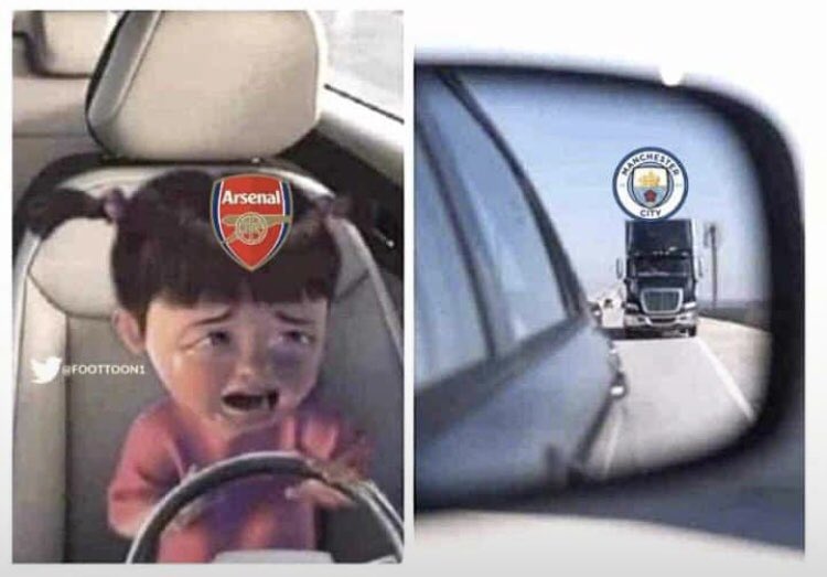preciousphece's tweet photo. A reminder. Objects in the mirror are closer than they appear. 

#ManCityARS 
#ManCity 
#ARS https://t.co/eXW38JW4DO