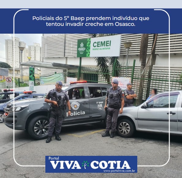 portal_viva's tweet photo. Policiais do 5º Baep prendem indivíduo que tentou invadir creche em Osasco. Segundo testemunhas, ele estaria armado com uma faca e um facão. Saiba mais em https://t.co/sDa6UQKPua #creche #armabranca #preso #homemarmado #escola #políciamilitar #baep #portalviva #osasco https://t.co/JaFNaMAVKX