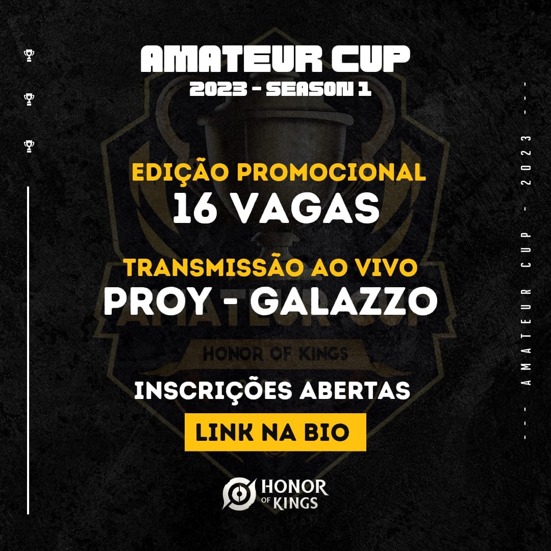 ☑️
INSCRIÇÕES ABERTAS
CAMPEONATO GRATUITO 
A AmateurCUP tem a alegria de anunciar que as inscrições para a primeira edição do campeonato estão abertas!
instagram.com/p/CrgGrHjB58R/… 
As instruções para inscrever a sua equipe no campeonato estão na descrição do POST! 
@HoK_BR