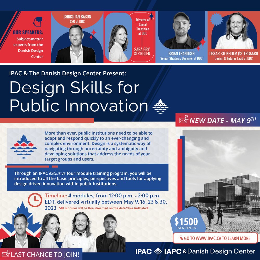 IPAC_IAPC's tweet image. Join us for four modules and learn about design-driven innovation! buff.ly/41l7Gjq 
#VirtualTrainingProgram #IPAC #DesignDrivenInnovation