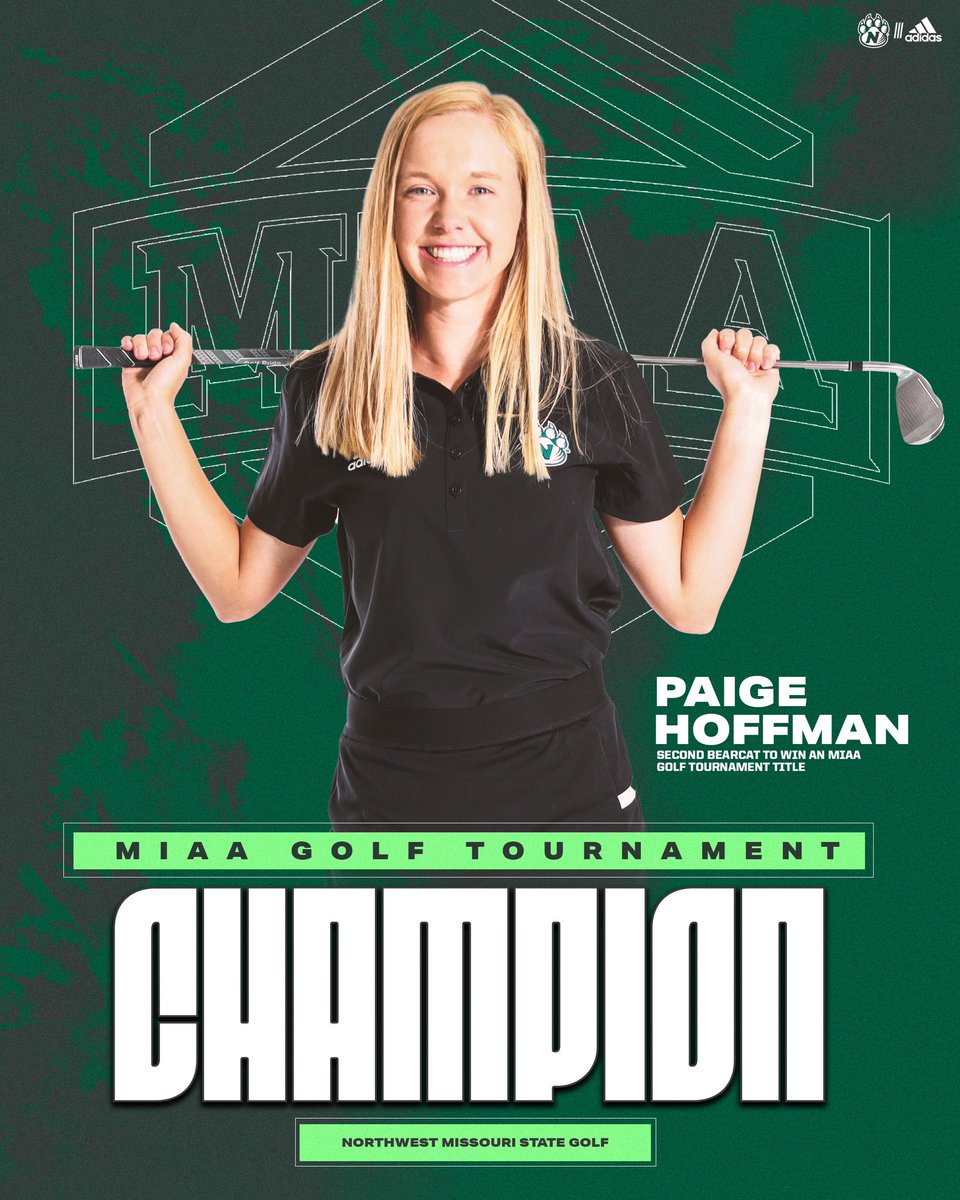bearcatsports's tweet photo. Congrats to Paige Hoffman on becoming the MIAA Women’s Golf Champion! She is the second @NWBearcatGolf champion in program history joining Cassie Lowell who captured the crown in 2012. 

#OABAAB https://t.co/PxziOOZvr1