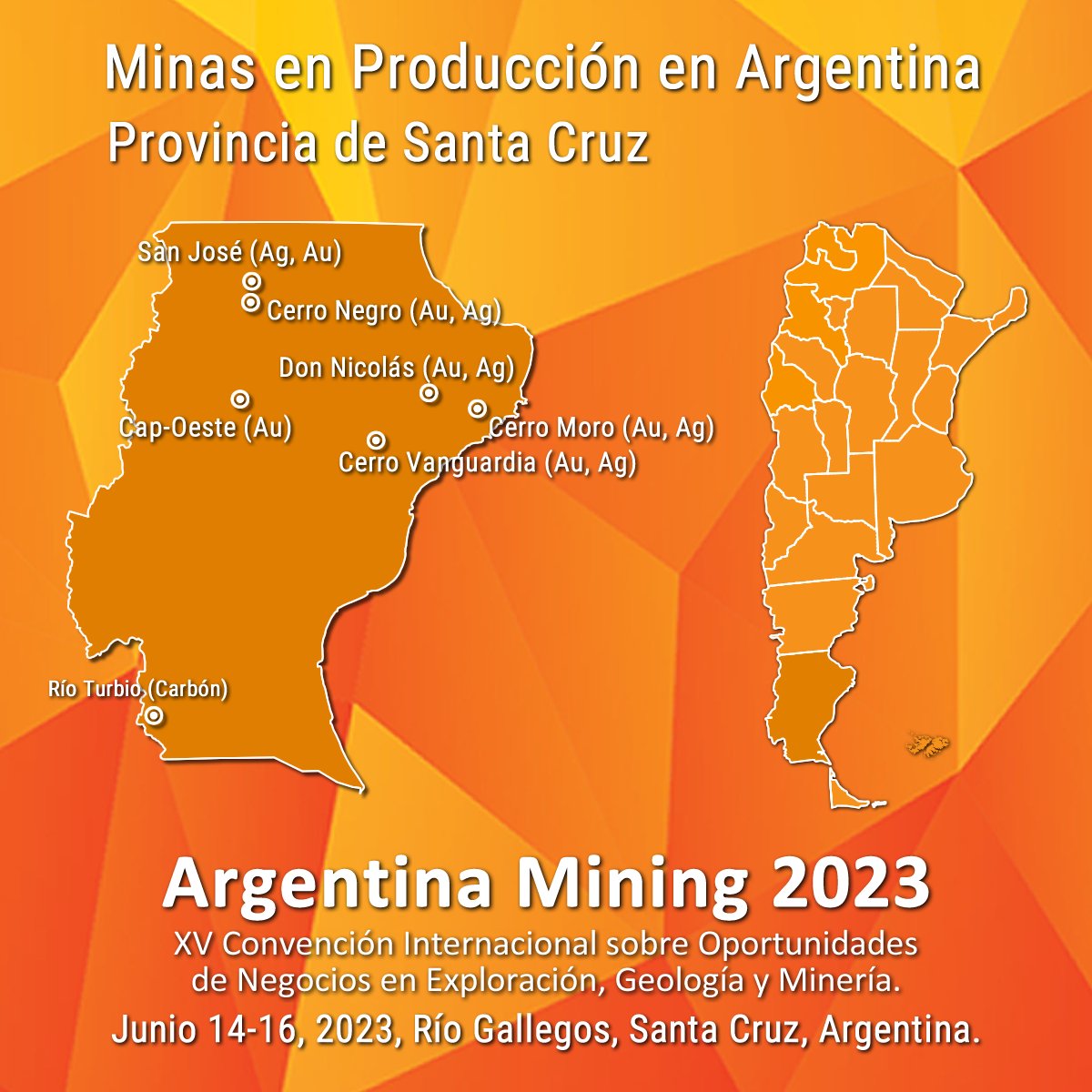 Argentina Mining 2023 se realizará en la Provincia de Santa Cruz, la provincia con la mayor cantidad de minas en operación en la Argentina, con 6 minas: oro, plata y una de carbón y la mayor exportadora de minerales del país. 

Contáctenos hoy! a info@argentinamining.com