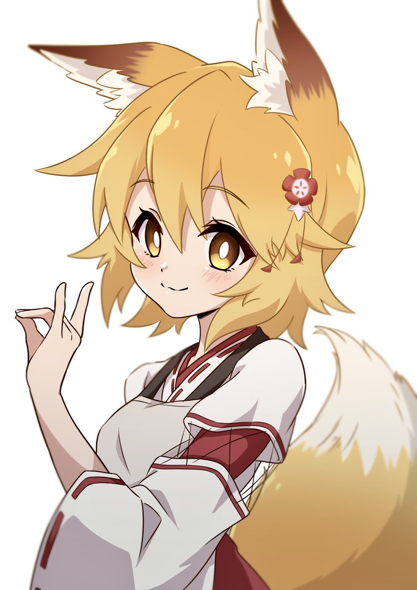 1girl animal ears tail fox ears fox tail solo japanese clothes  illustration images