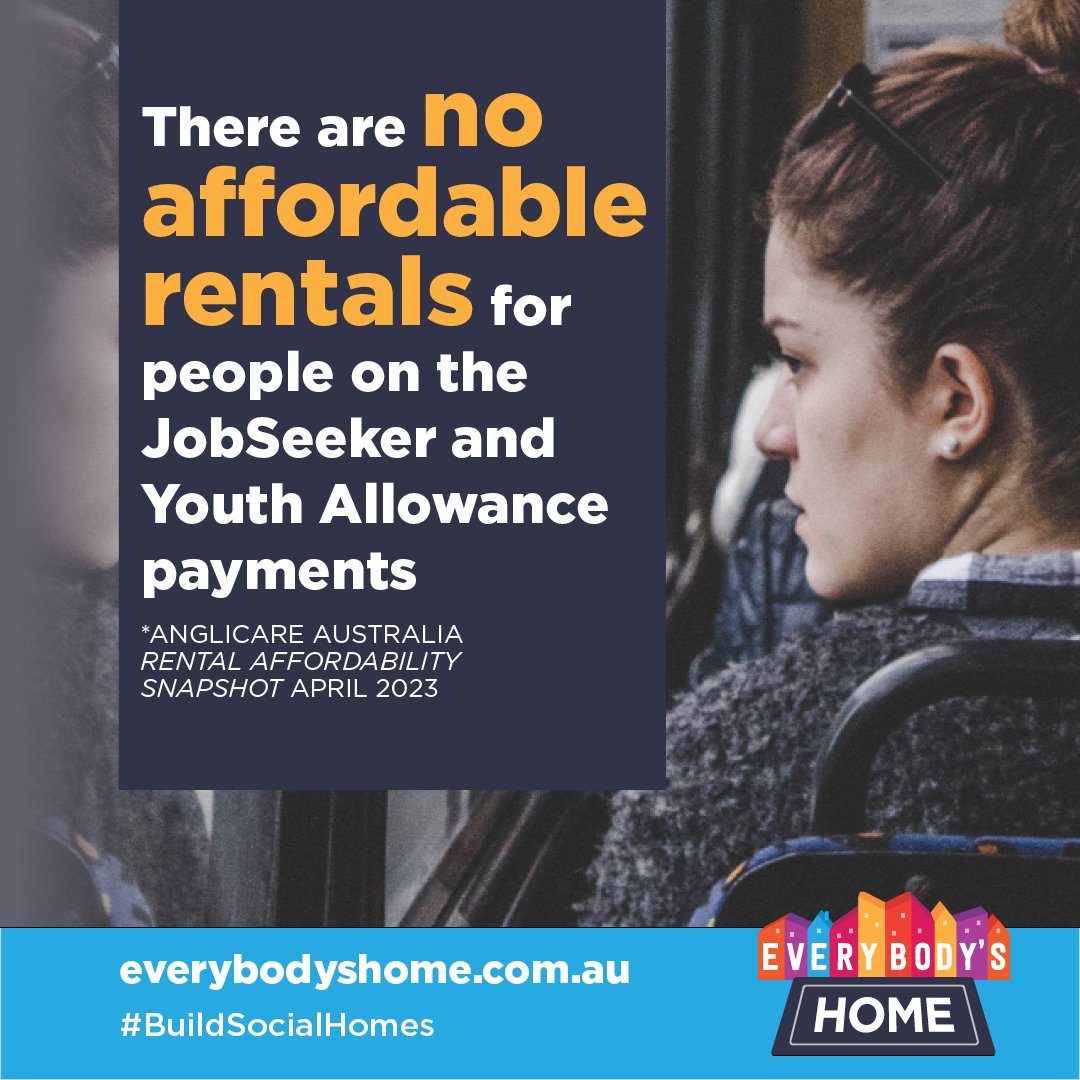 A report by <a href="/anglicare_aust/">Anglicare Australia</a> found no affordable rentals in Australia for a person on Youth Allowance, and just four rooms in share houses for those receiving JobSeeker. We urgently need to #BuildSocialHomes today #EverybodysHome