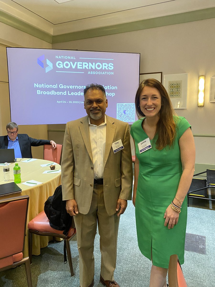 Delighted to attend <a href="/NatlGovsAssoc/">NGA</a> Broadband Leaders Workshop w/ passionate state and federal #broadband leaders.

Great updates from states, USDA, Commerce, NTIA, Treasury, BLM, and the Federal Permitting Improvement Committee.

+got to see my incredible coworker, Vijay George.