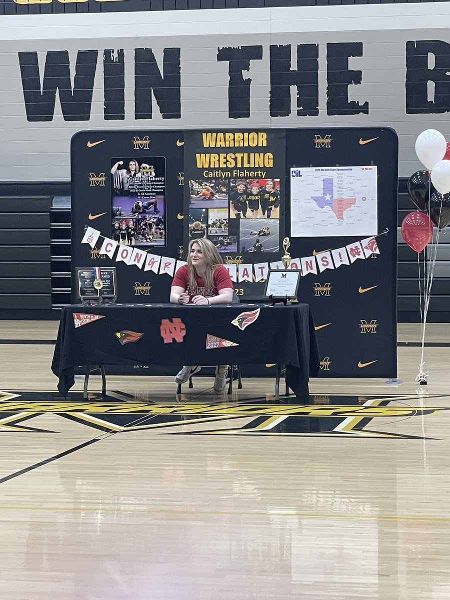 MemoWarriors's tweet photo. Our STATE CHAMP wrestler has signed to continue her wrestling career! Congratulations Cait! We are proud beyond of you! https://t.co/YIEjk4FBkF