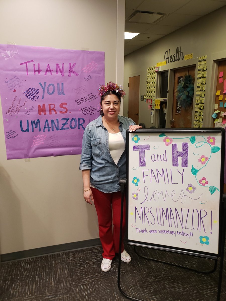 GCHSTHAcademy's tweet photo. We celebrated Administrative Professionals Day with Mrs. Umanzor today! This is her 6th year serving 700+ students and 30+ staff members in our academy at GCHS! She is definitely the glue that holds us all together and we appreciate her! #thfamily #1herd https://t.co/AupzGS5SOY