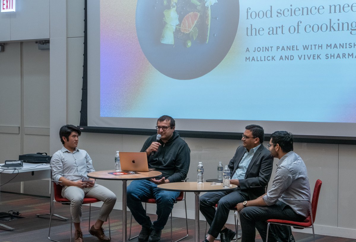 UChicagoPME's tweet photo. The Society of Molecular Engineering at @UChicago
and #BITEMagazine co-hosted "Food Science Meets the Art of Cooking," with visiting professor Vivek Sharma and restaurateur Manish Mallick to discuss the role food scientists and restaurateurs play in shaping the food industry. https://t.co/gjGsbjlbc0