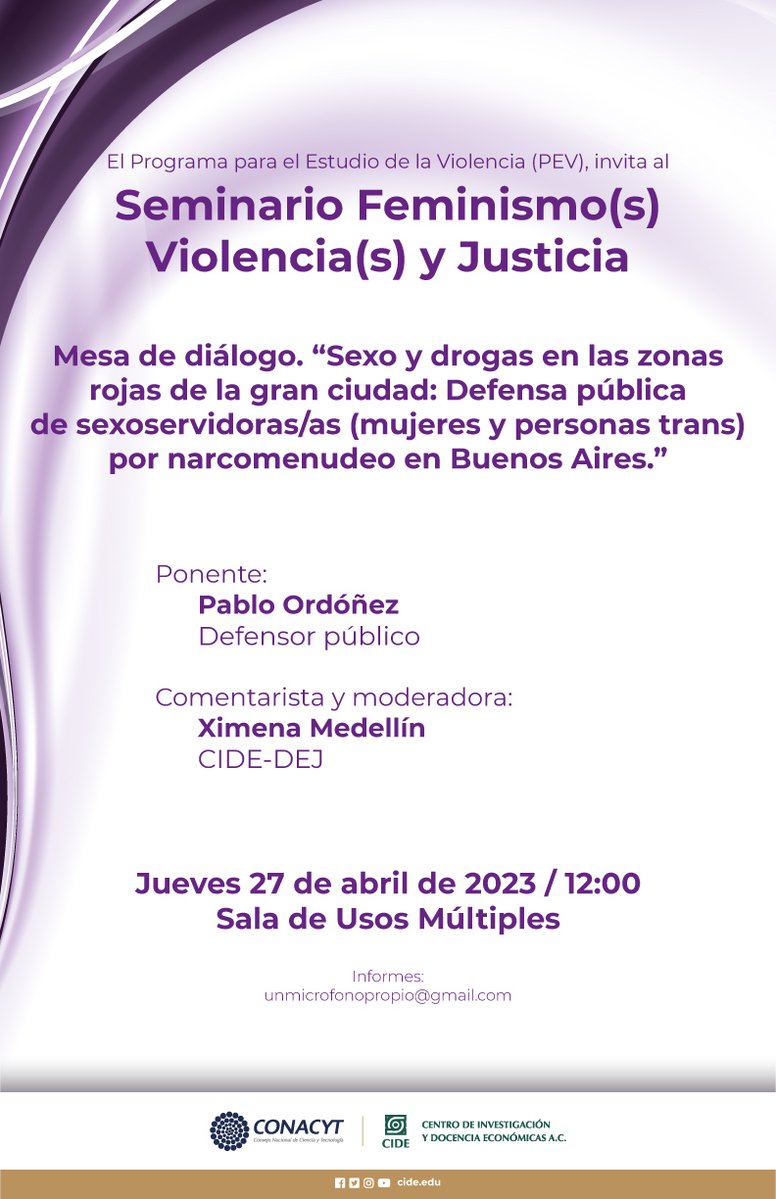 CIDE_MX's tweet photo. #AgendaCIDE | ¡No lo olvides!
Por cuestiones de logística, la mesa de diálogo "Sexo y drogas en las zonas rojas de la gran ciudad", organizada por el #PEVCIDE, se realizará únicamente de forma presencial
🗓️27 abril | 12:00 h
📍Sala de Usos Múltiples
ℹ️unmicrofonopropio@gmail.com https://t.co/OMCwwvaj9q