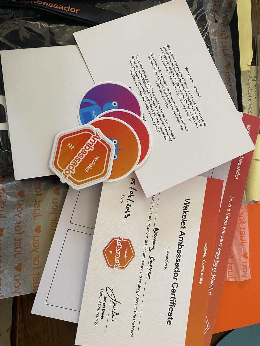 Received my #wakelet ambassador swag yesterday!  Thank you!!!  Come ride the #wakelet 🌊 with me!!  <a href="/wakelet/">Wakelet 💙</a>