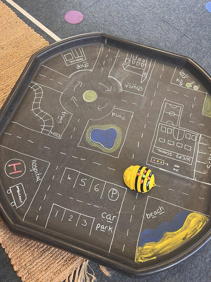 Carey_evans1's tweet photo. After our staff meeting around coding tonight we spent time creating provision enhancements for across eyfs. Looking forward to seeing children problem solving to direct their bee-bots #wcpscomputing https://t.co/ipcubEWZ42