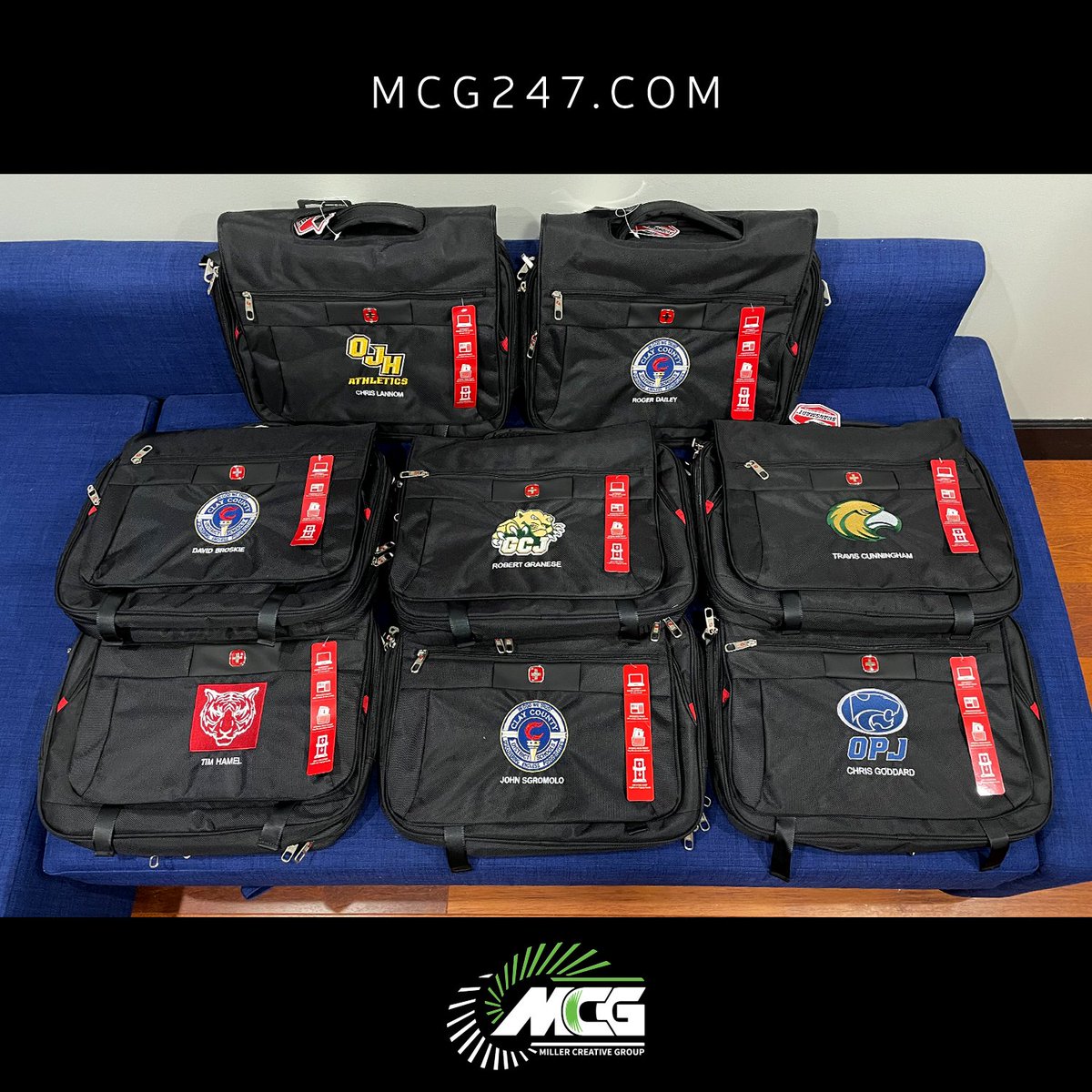 MCG247JAX's tweet photo. Custom embroidered #swissgear bags for
@oneclaysports we did a few months back
.
#mcg #millercreativegroup #mcg247 #unusuallycustom #custom #florida #jacksonville #embroidery #claycountyschools #contactus #claycountyfl #photos #mcg247jax #branding #photography #school #swissgear https://t.co/4fl6ihtf09