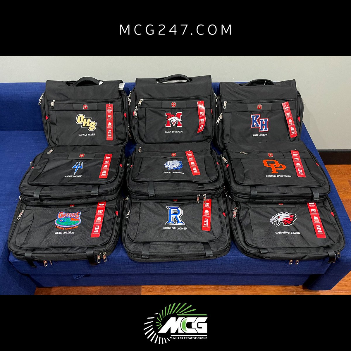 MCG247JAX's tweet photo. Custom embroidered #swissgear bags for
@oneclaysports we did a few months back
.
#mcg #millercreativegroup #mcg247 #unusuallycustom #custom #florida #jacksonville #embroidery #claycountyschools #contactus #claycountyfl #photos #mcg247jax #branding #photography #school #swissgear https://t.co/4fl6ihtf09