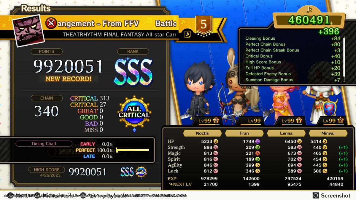 MaturedSinner's tweet photo. Probably the biggest hurdle while trying to AC every Basic chart, and now it's out of the way. About 40 left. #TFBL #THEATRHYTHM #NintendoSwitch https://t.co/MUGPJdwOrD