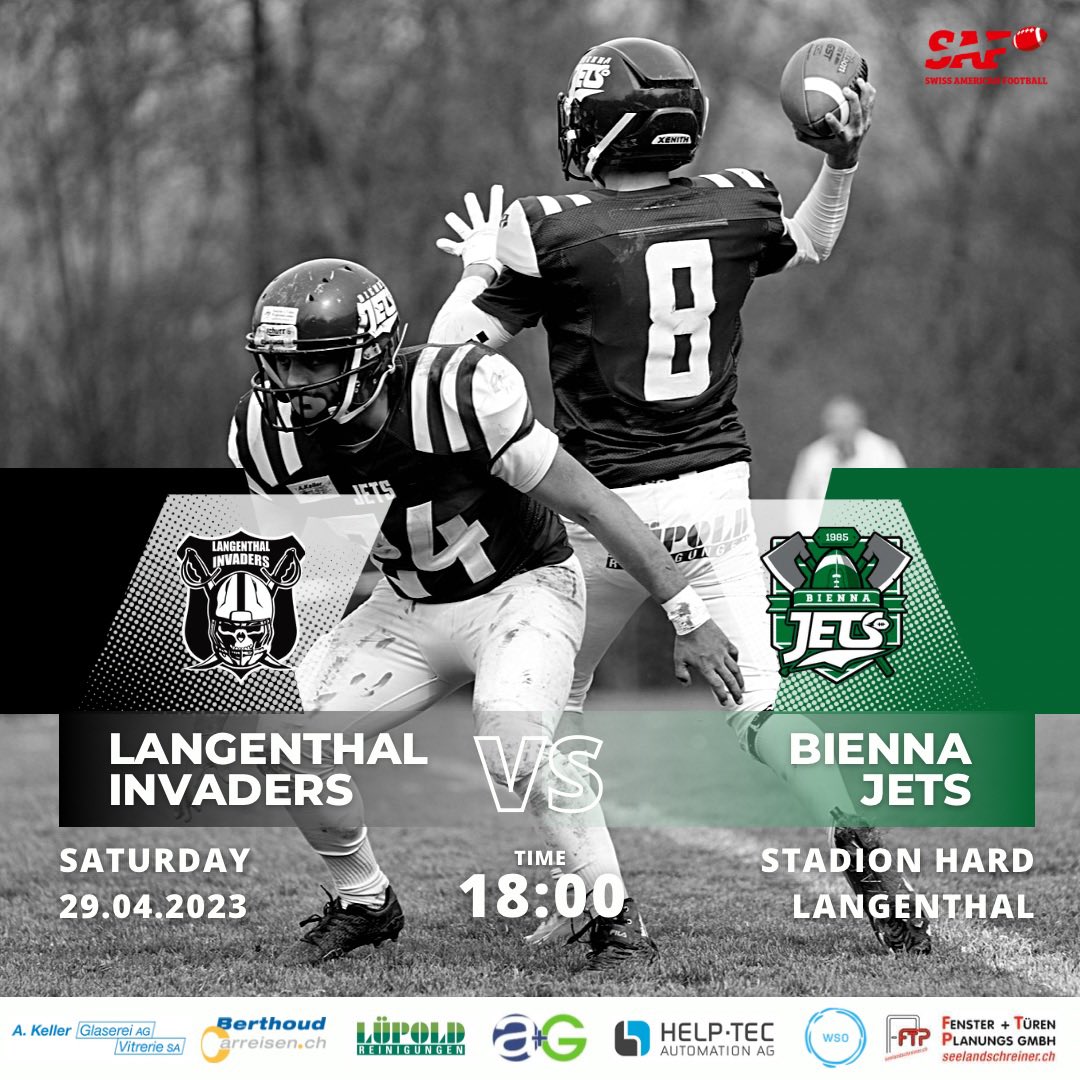AFCBiennaJets's tweet photo. Next NLB Game ➡️ SA 29.04 Langenthal Invaders ⚔️ vs Bienna Jets ✈️ https://t.co/9PvgxCBFGb