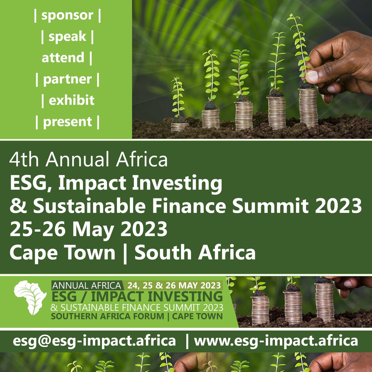 4th Annual Africa ESG, Impact Investing &amp; Sustainable Finance Summit 2023-Southern Africa Forum to be hosted on the 25-26 May 2023 in Cape Town, South Africa #esg #impactinvesting #sustainablefinance